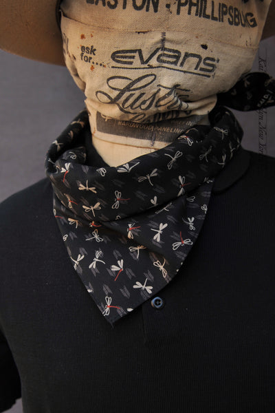 Neckerchief / Head Scarf - Dragon Fly / Ikat