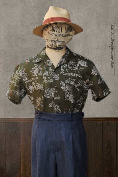 Short Sleeve Slater Shirt - Green Rabbit -  S, M, L