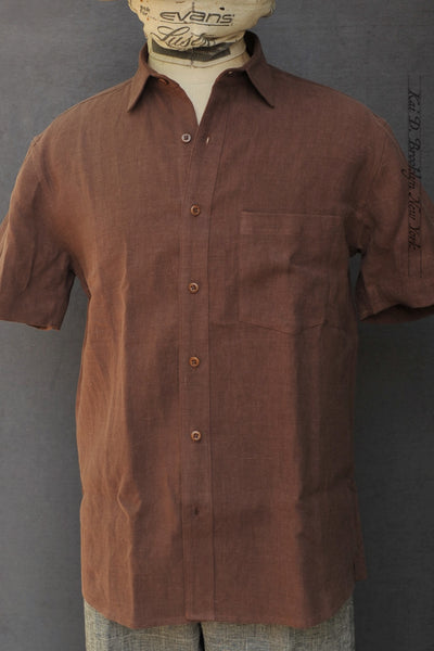 Cassady Shirt - Deep Cinnamon Shibui Linen - S, M, L, XL, XXL