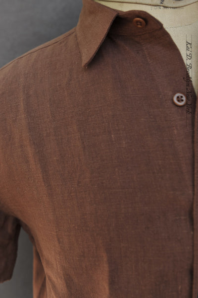 Cassady Shirt - Deep Cinnamon Shibui Linen - S, M, L, XL, XXL