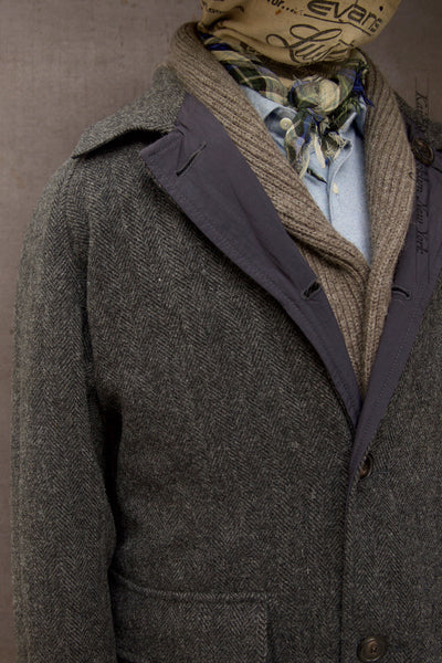 East Harbor Reversible Coat - Coated Cotton / Shetland Wool  - M, L (NO RETURN)