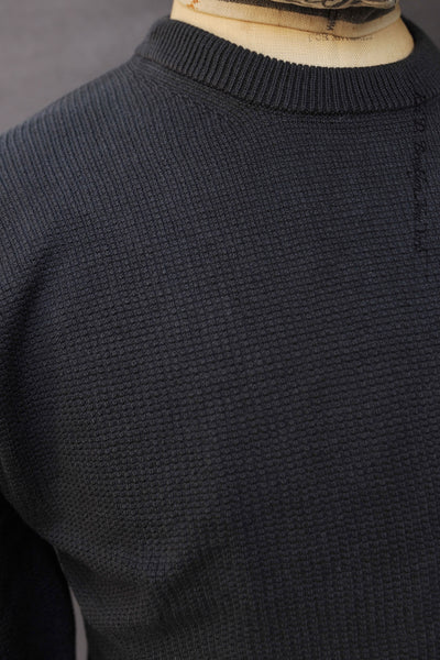 Light Weight Waffle Knit Sweater - Charcoal - M, L, XL