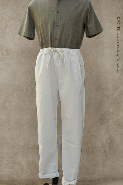 Big Comfy Drawstring Pants - Cotton Linen Ecru - M, L, XL