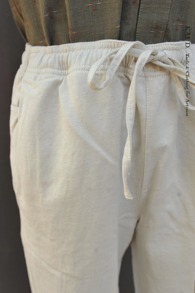 Big Comfy Drawstring Pants - Cotton Linen Ecru - M, L, XL