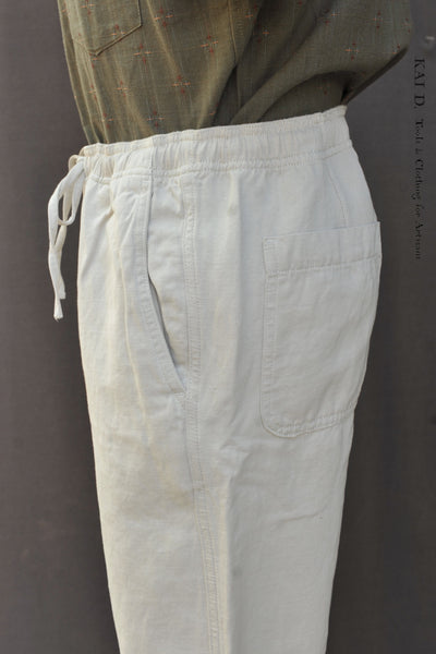 Big Comfy Drawstring Pants - Cotton Linen Ecru - M, L, XL (NO RETURN)