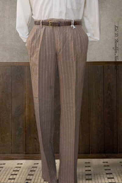 Martin Double Pleat Pants - Dusty Brown - 48, 50, 52