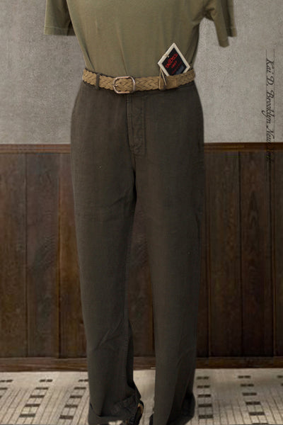 Heavy Linen Wide Leg Chore Pants - Elk - 31, 32, 34. 36