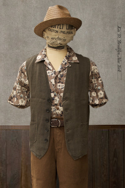 Heavy LInen Work Vest - Elk - 42(S), 44(M), 46(L), 48(XL), 50(XXL)