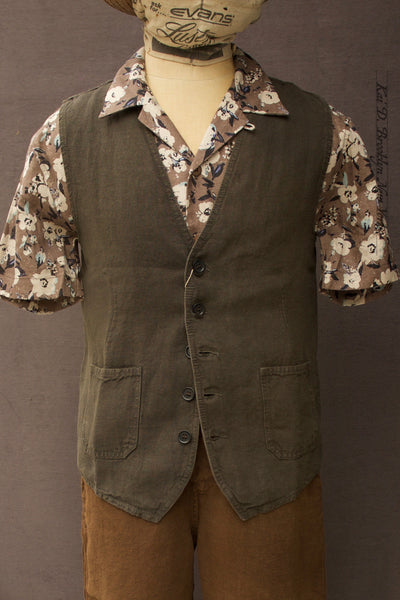 Heavy LInen Work Vest - Elk - 42(S), 44(M), 46(L), 48(XL), 50(XXL)