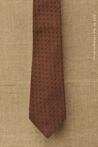 Embroidered Dots Tie - Vintage Brown