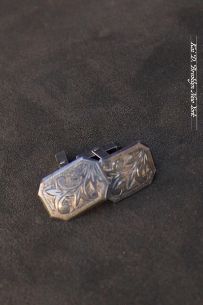 Vintage Cufflinks - 950 Silver - Hand Engraved Floral