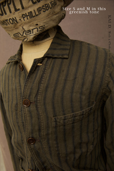 Farmhand Jacket - Over Dyed Stripe Linen - XS, S, M