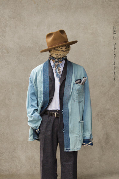 Farmhand Kimono Jacket - Faded Indigo - M, L