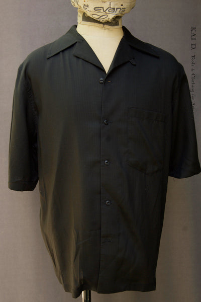 50s Short Sleeve Shirt - Black Tencel Ripstop - M, L, XL