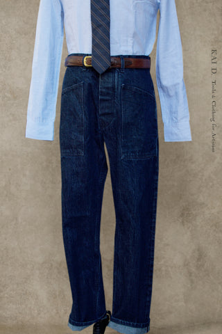 Wide Cut 15 oz Denim Trousers - 30, 32, 34