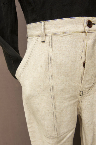 French Army Cargo Pants - Natural - 34, 36