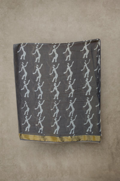 Block Print Beach Shawl - Brown Figures