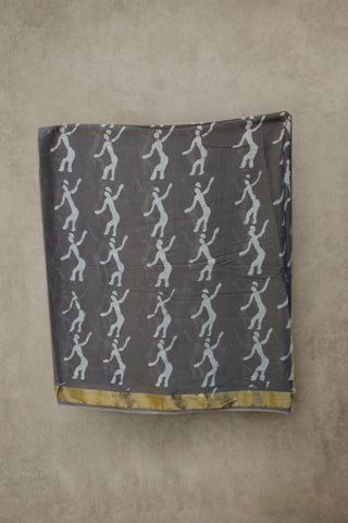 Block Print Beach Shawl - Brown Figures