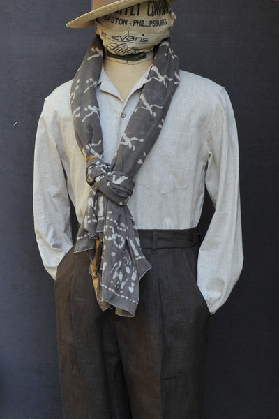 Block Print Beach Shawl - Brown Figures