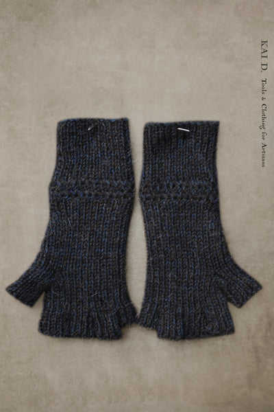 Fingerless Gloves - Undyed black/Indigo