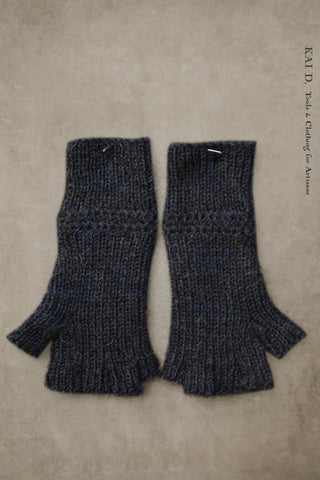 Fingerless Gloves - Undyed black/Indigo