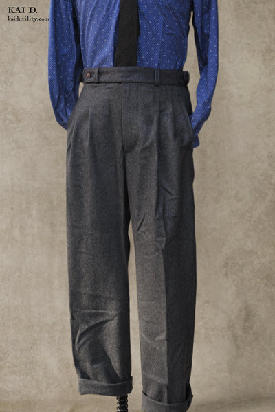 Wide Leg Matisse Pants - Wool Flannel - 30, 32, 34