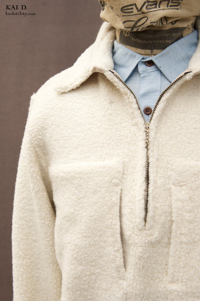 Wool Fleece Pull Over Shirt - S, M