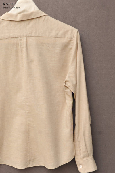 Margaret L/S Shirt - Oatmeal Japanese Artisan twill - XS, S, M