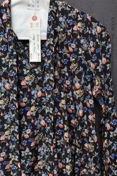 Agnes Shirt - Pure Silk - Black Floral  - S