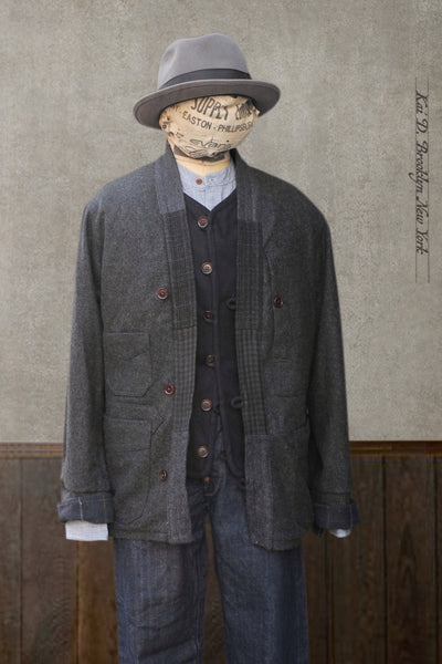 Folk House Kimono Jacket - Charcoal - L