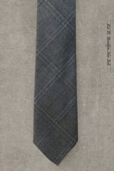 Virgin Wool Plaid Tie - Forest Fog