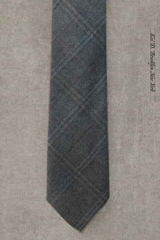 Virgin Wool Plaid Tie - Forest Fog