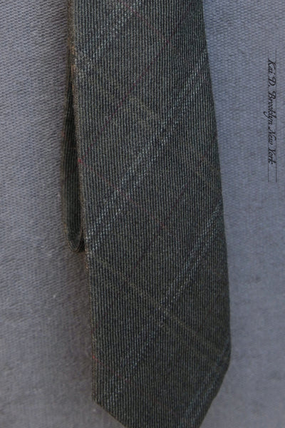 Virgin Wool Plaid Tie - Forest Fog
