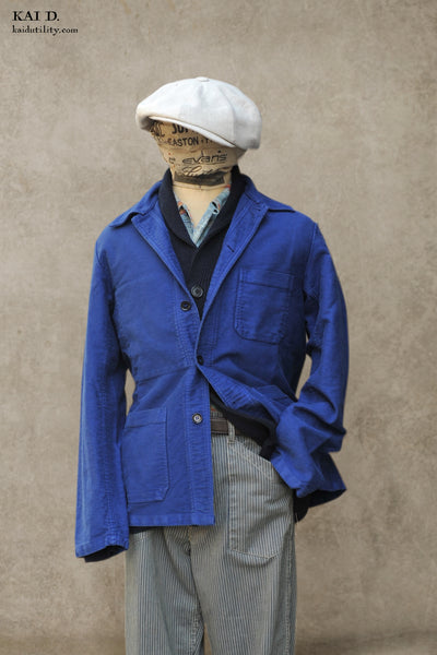 French Moleskin Work Jacket - French Blue - 44, 46, 48