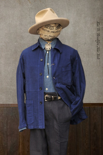 French Moleskin Work Jacket - French Blue - 44, 46, 48, 50