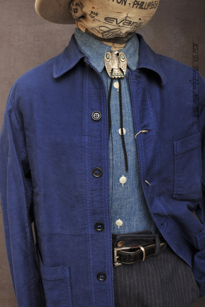 Kai D Utility — French Moleskin Work Jacket - French Blue