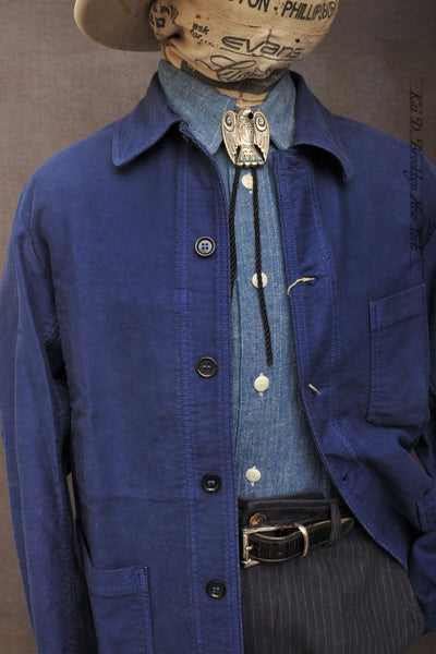 French Moleskin Work Jacket - French Blue - 46