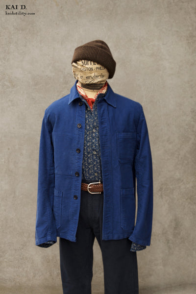 French Moleskin Work Jacket - French Blue - 44, 46, 48