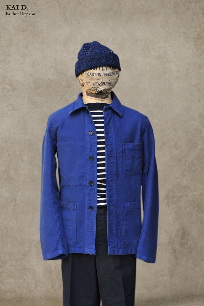 Kai D Utility — French Moleskin Work Jacket - French Blue - 42, 44, 48, 50