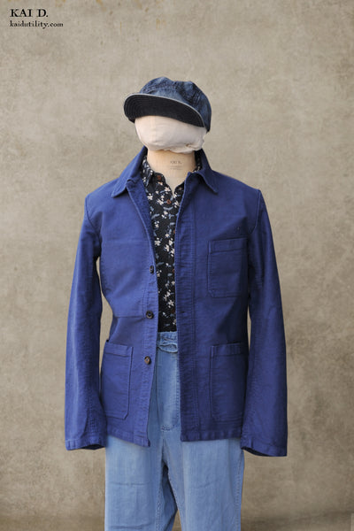 French Moleskin Work Jacket - French Blue - 42, 44, 46, 48