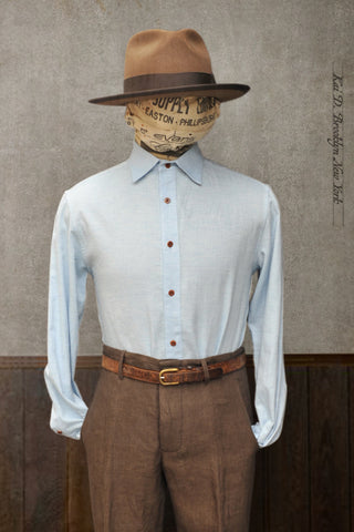 Delancey Shirt - Fresh Blue Soft Herringbone - S, M, L, XL, XXL