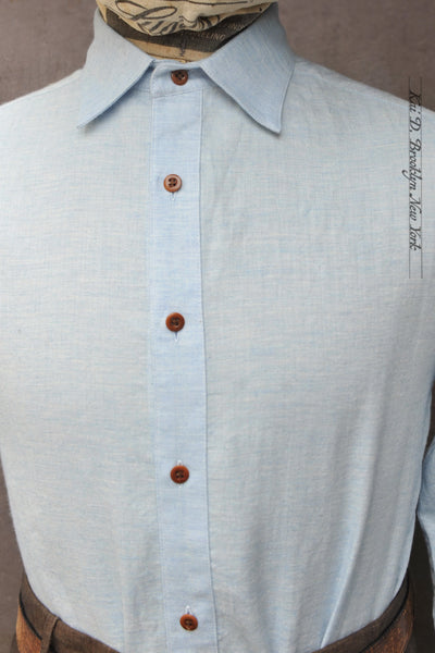 Delancey Shirt - Fresh Blue Soft Herringbone - S, M, L, XL, XXL