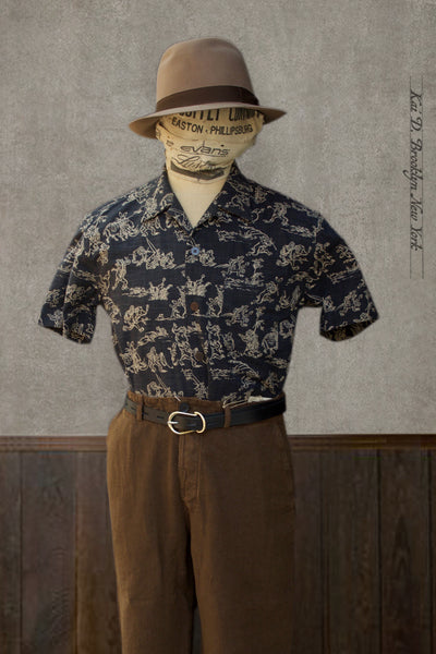 Short Sleeve Slater Shirt - Blue Grey Frog Print - S, L, XXL