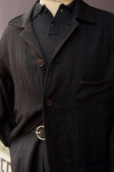 Architect Jacket - Black Double Gauze Cotton - M, L, XL, XXL