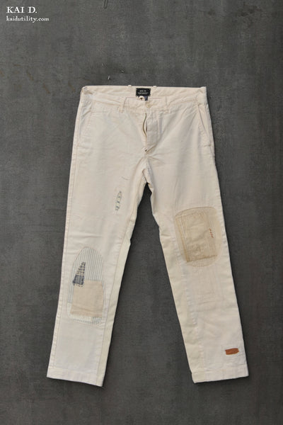 Boro White Cotton Pants - Gavin - 31/32