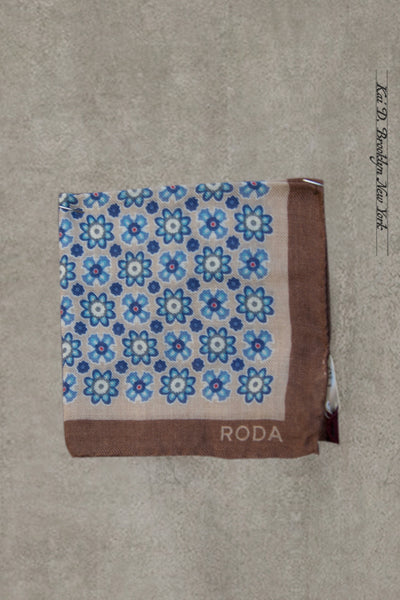 Light Wool Pocket Square - Beige Ground Neo Floral