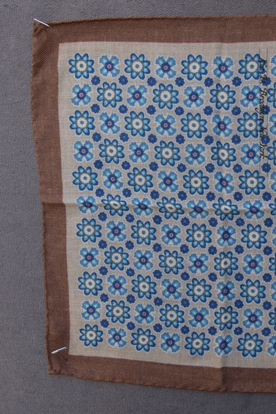 Light Wool Pocket Square - Beige Ground Neo Floral
