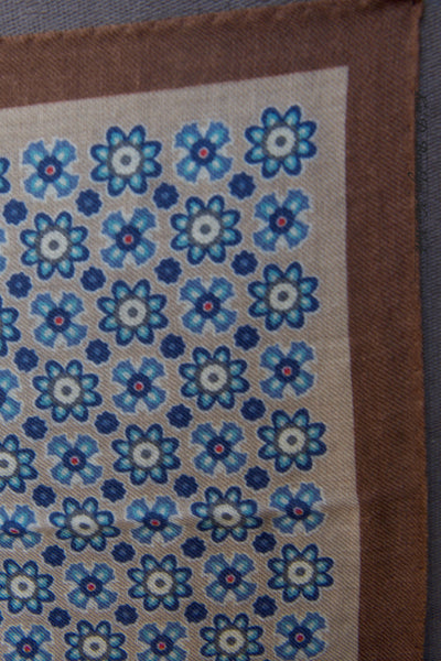 Light Wool Pocket Square - Beige Ground Neo Floral