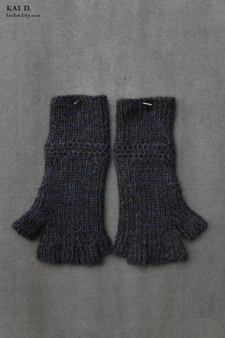 Fingerless Gloves - Undyed black/Indigo