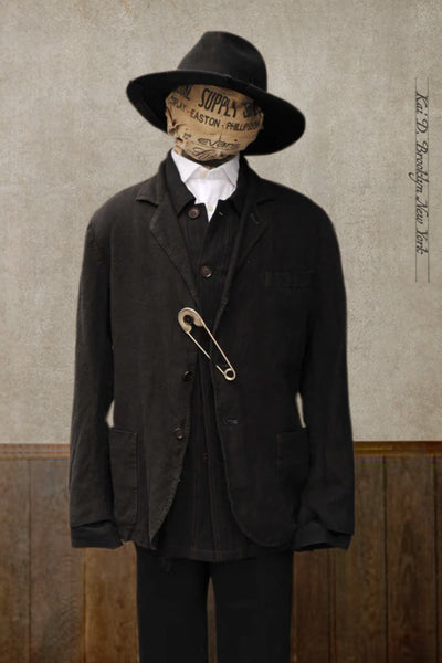 Garment Dyed Shoemaker Jacket - Heavy Linen Black -  M/L, L/XL